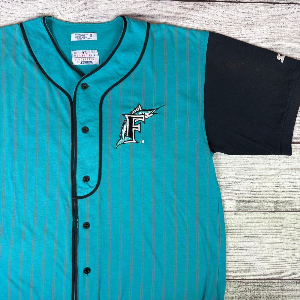 Vintage 1990s Starter Florida Marlins Pinstripe Baseball Jersey